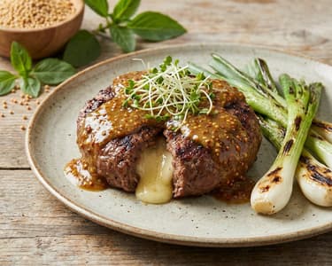 Camembert sajttal töltött grillezett marhaburger