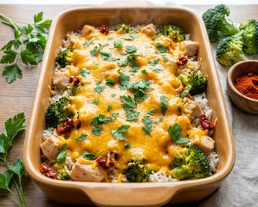 Baked broccoli and chicken rice