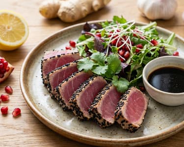 Sesame Tuna Steak with Pomegranate Salad