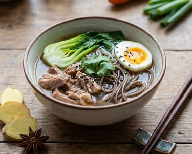 Pork ramen with Soba noodles