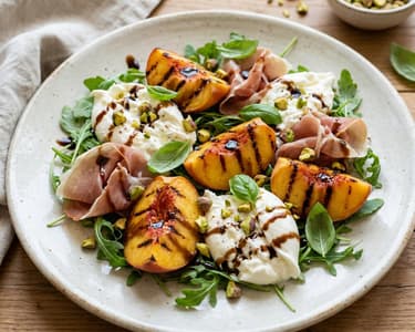 Grillezett barackos burrata saláta | Könnyű nyári vacsora
