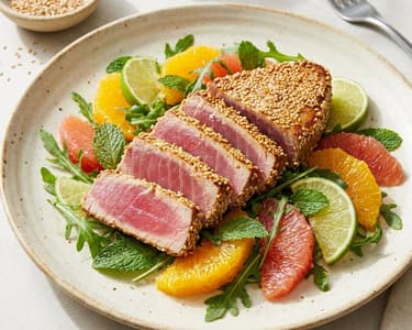 Grillezett tonhalsteak citrusos salátával