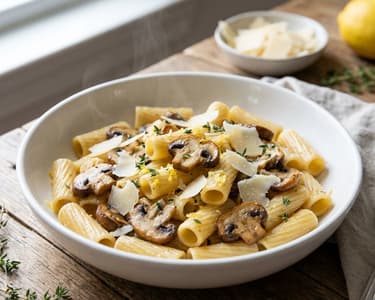 Citromos-kakukkfüves gombás rigatoni | Gyors nyári vacsora