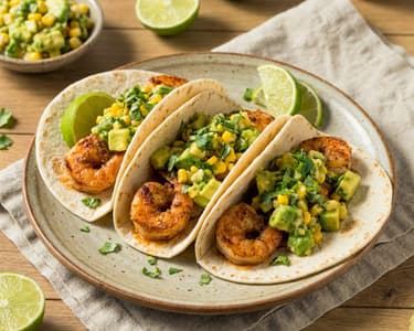 Fűszeres garnélás taco avokádós-kukoricás salsával
