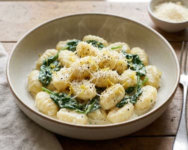 Citromos-fokhagymás gnocchi spenóttal és ricottával | Gyors vacsora