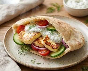 Ropogós halloumi pita tzatzikivel | Gyors nyári vacsora