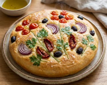 Kerti focaccia | Virágmintás olasz lepénykenyér