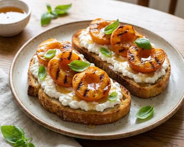 Túrókrémes bruschetta grillezett sárgabarackkal | Könnyű nyári előétel