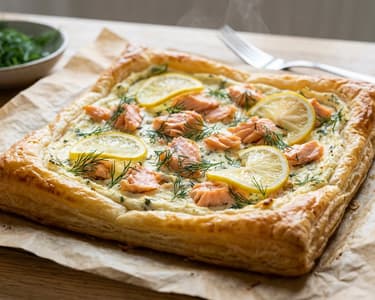 Creamy dill and salmon tart | Quick summer savory tart