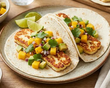 Halloumi tacos with mango salsa | Quick summer street food