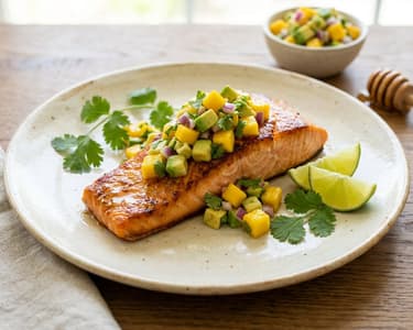 Honey-lime grilled salmon with mango salsa | Summer dinner