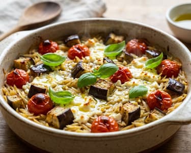 Tepsis fetás-padlizsános orzo | Krémes mediterrán vacsora