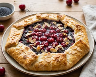 Rustic sour cherry and poppy seed galette | Summer fruit pie