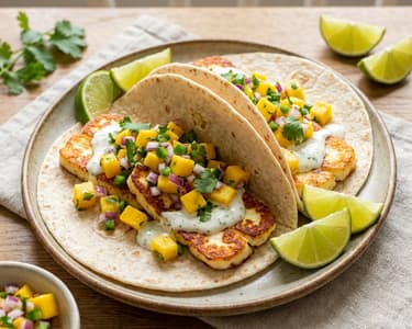 Grilled Halloumi Tacos with Mango Salsa | Summer Street Food
