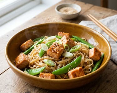 Teriyaki lazacos rizstészta | 15 perces gyors vacsora