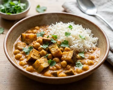Indiai padlizsános csicseriborsó curry | Krémes indiai egytál