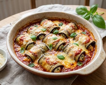 Mediterranean Baked Eggplant Rolls | Stuffed with Ricotta