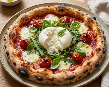 Nápolyi burrata pizza rukkolával | Krémes olasz klasszikus