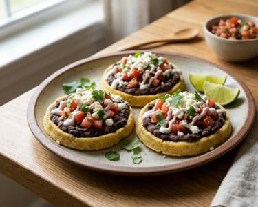 Mexikói sopes fűszeres feketebabbal | Ropogós street food