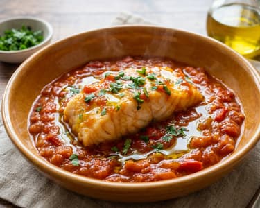 Baszk tőkehal paprikás mártásban | Bacalao a la Vizcaína