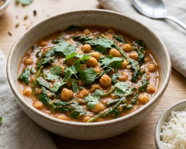 Spenótos csicseriborsó curry | Krémes indiai egytálétel