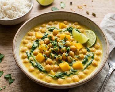 Mangós-kókuszos csicseriborsó curry | Egzotikus vegán ragu