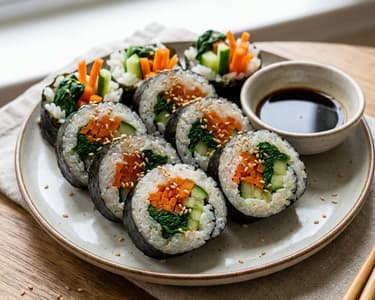Zöldséges kimbap tekercsek | Egészséges tízórai