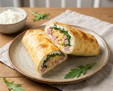 Cottage cheese wrap sonkával és sajttal | Magas fehérjetartalmú lepény