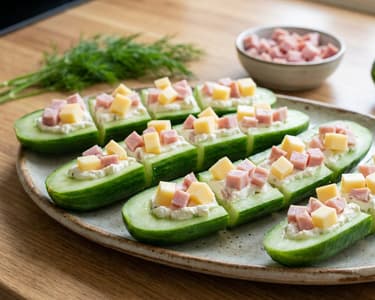 Uborkahajócskák | Ropogós töltött uborka snack