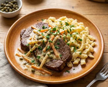 Esterházy rib steak with homemade dumplings