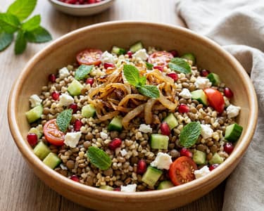 Middle Eastern Mujadara Salad | With Crispy Fried Onions