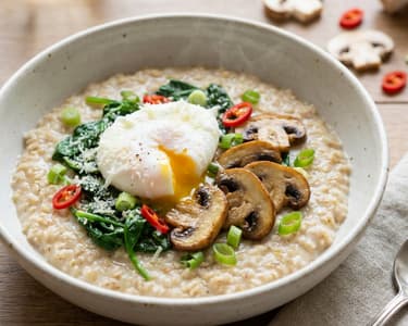 Savory oatmeal with poached egg | Creamy warm breakfast