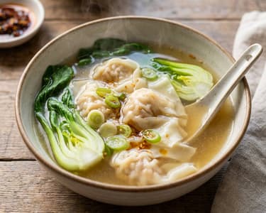Ginger Chicken Wonton Soup | Aromatic Asian Noodle Soup