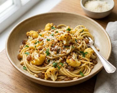 Sicilian Cauliflower Pasta | With Crispy Seasoned Breadcrumbs