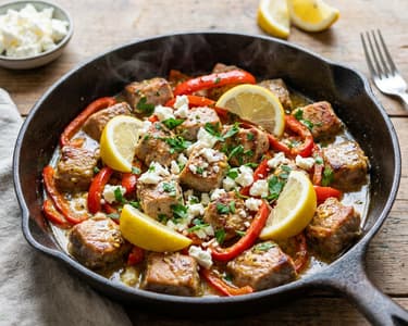 Greek Pork Tigania | Juicy Skillet Greek Classic