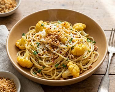 Szicíliai karfiolos spagetti | Ropogós morzsával