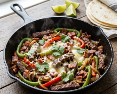 Mexican Beef Alambre | Cheesy Mexican Street Food