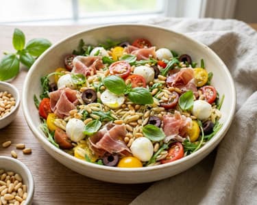 Italian Antipasto Orzo Salad | Refreshing Mediterranean Bowl