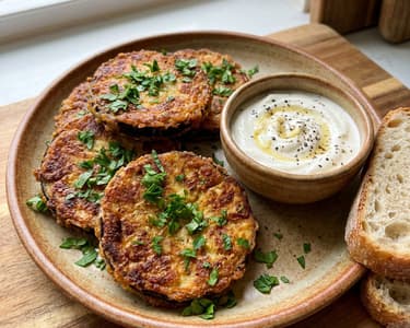 Crispy Aubergine Patties | With Homestyle Garlic Sour Cream