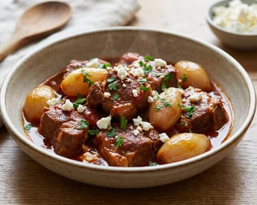 Greek pork stifado | Juicy red wine stew