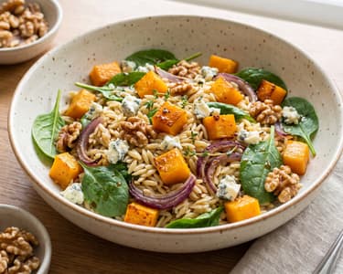 Italian roasted pumpkin orzo salad | Rich autumn grain bowl