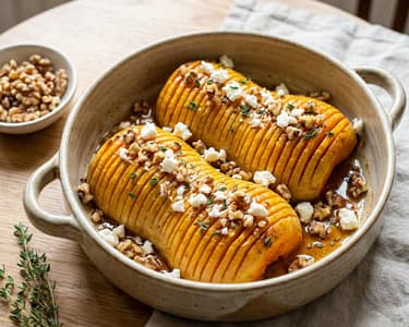 Hasselback butternut squash with feta and honey | Caramelised autumn roast