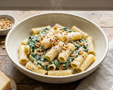 Spinach and ricotta rigatoni | Creamy Italian pasta