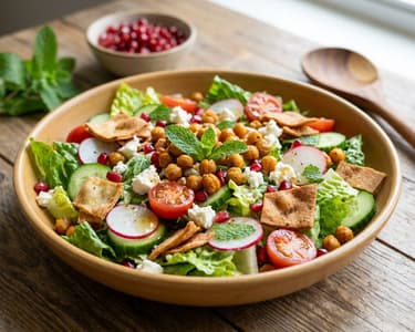 Közel-keleti csicseriborsós fattoush | Ropogós pitával