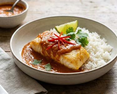 Chu Chee Pla thai vörös curry halfilé | Krémes ázsiai főétel