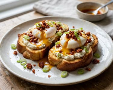 Juhtúrós buggyantott tojás kalácson | Krémes brunch