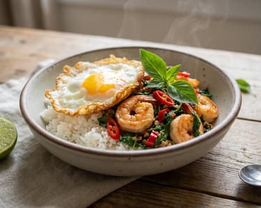 Thai bazsalikomos garnéla wok | Pad Kra Pao Goong