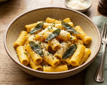 Sütőtökös rigatoni zsályával | Krémes őszi olasz tészta