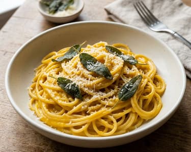 Krémes sütőtökös spagetti | Ropogós zsályával