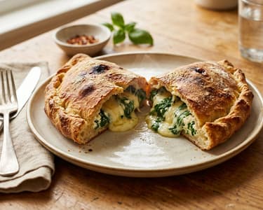 Ricottás-spenótos calzone | Ropogós olasz töltött pizza